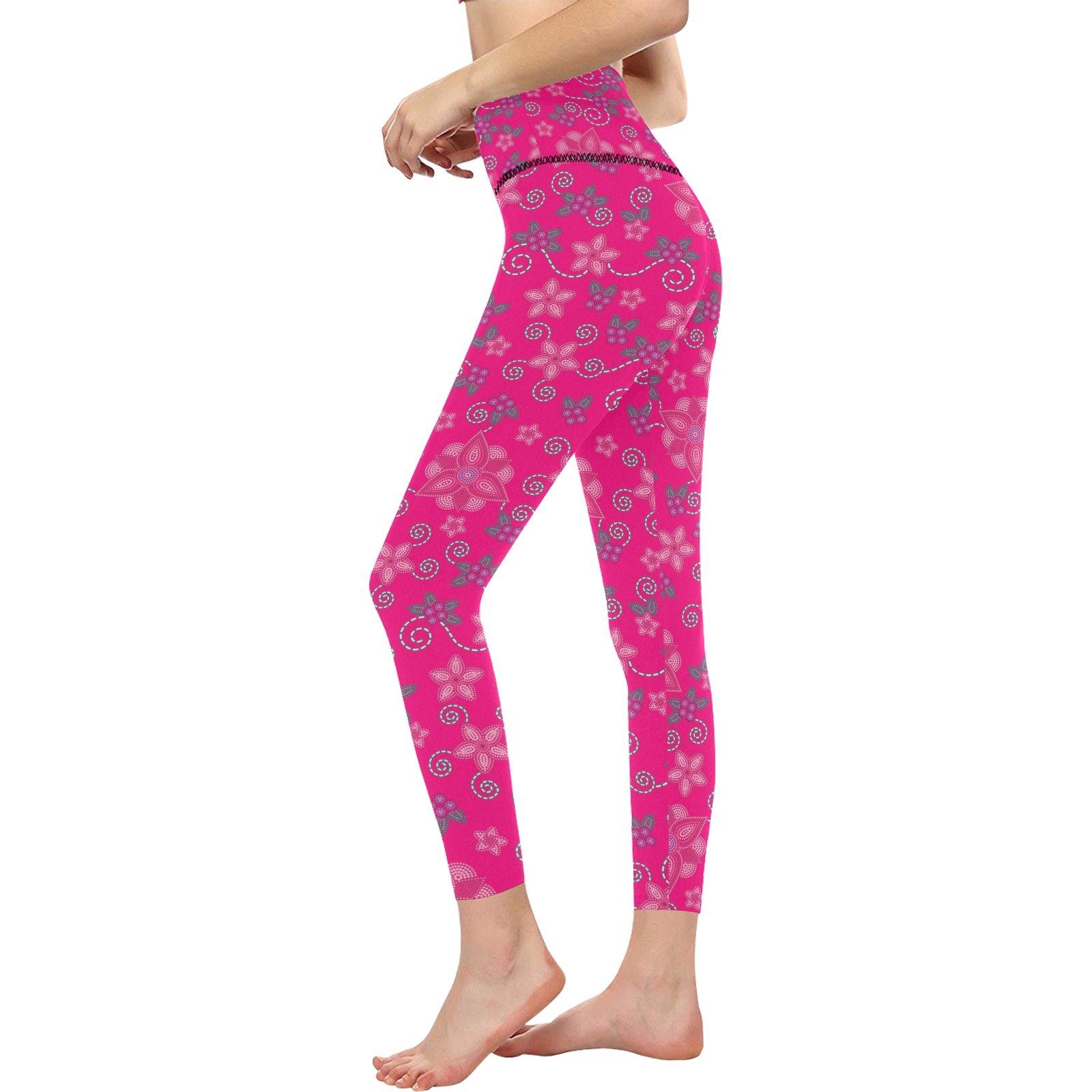 Berry Picking Pink All Over Print High-Waisted Leggings (Model L36) High-Waisted Leggings (L36) e-joyer 