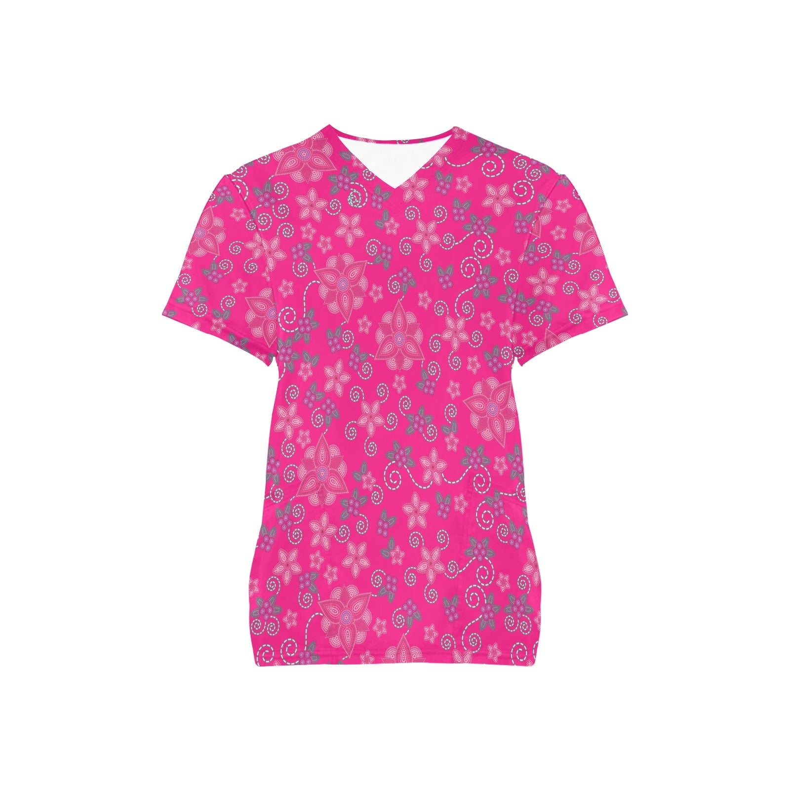 Berry Picking Pink All Over Print Scrub Top Scrub Top e-joyer 