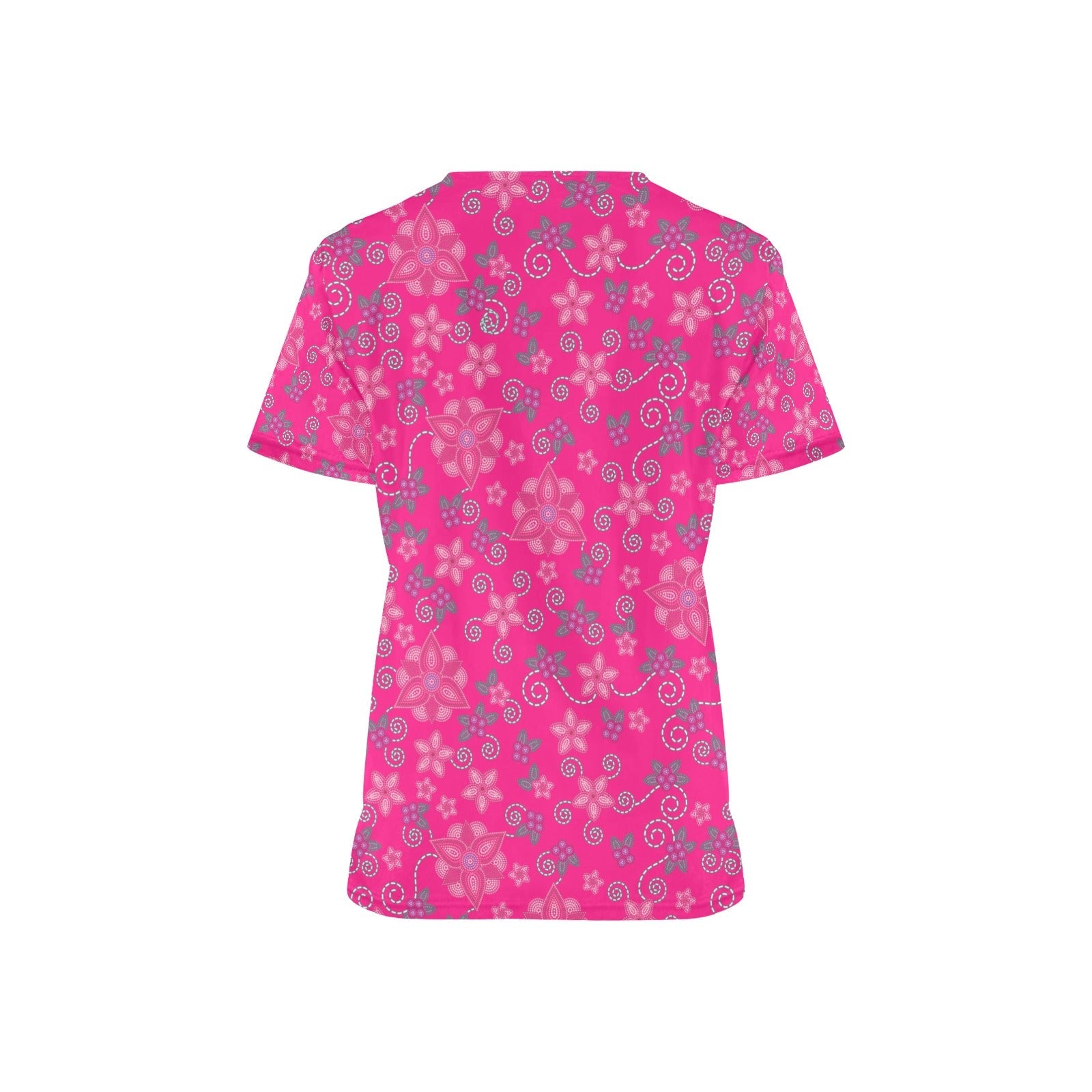 Berry Picking Pink All Over Print Scrub Top Scrub Top e-joyer 