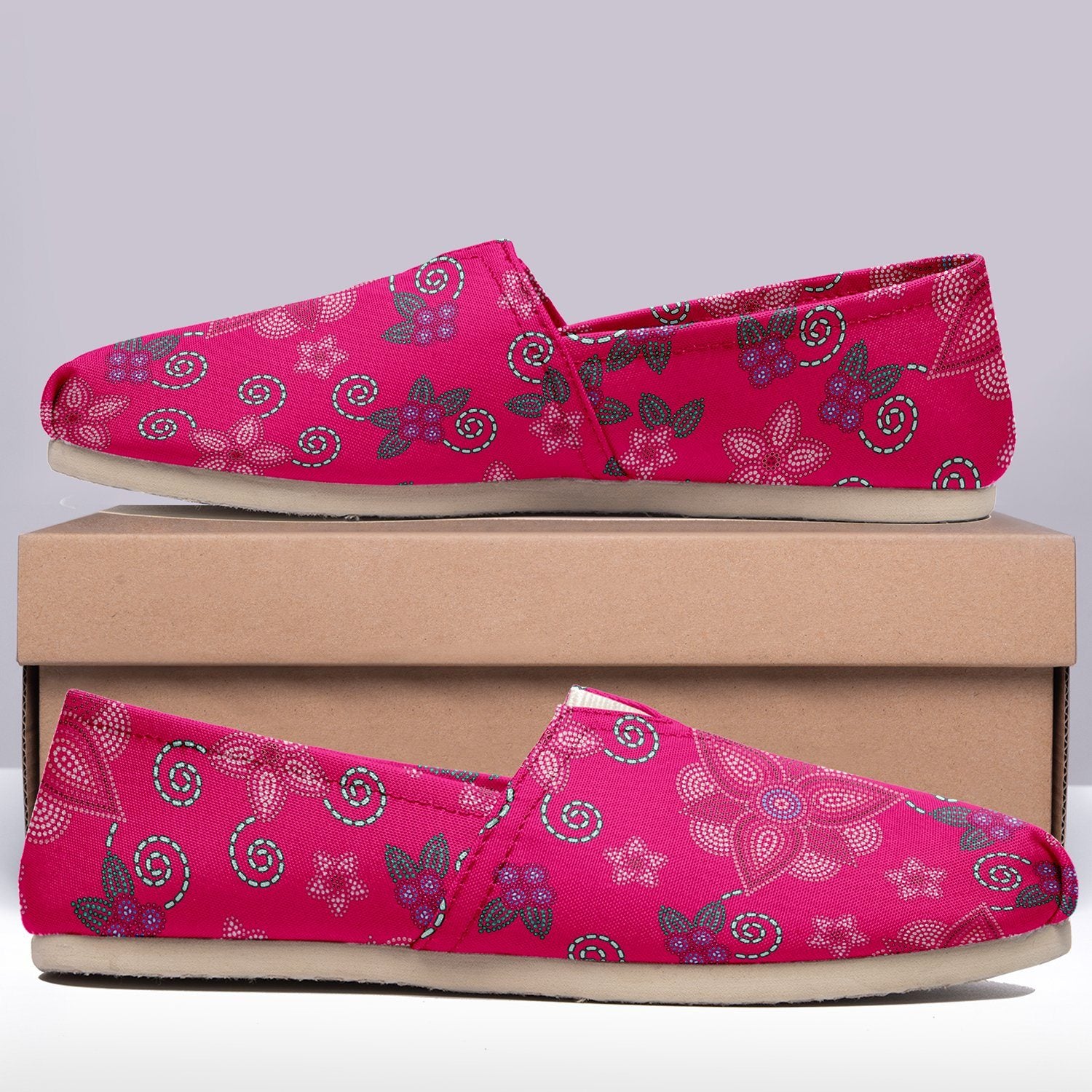 Berry Picking Pink Casual Unisex Slip On Shoe Herman 