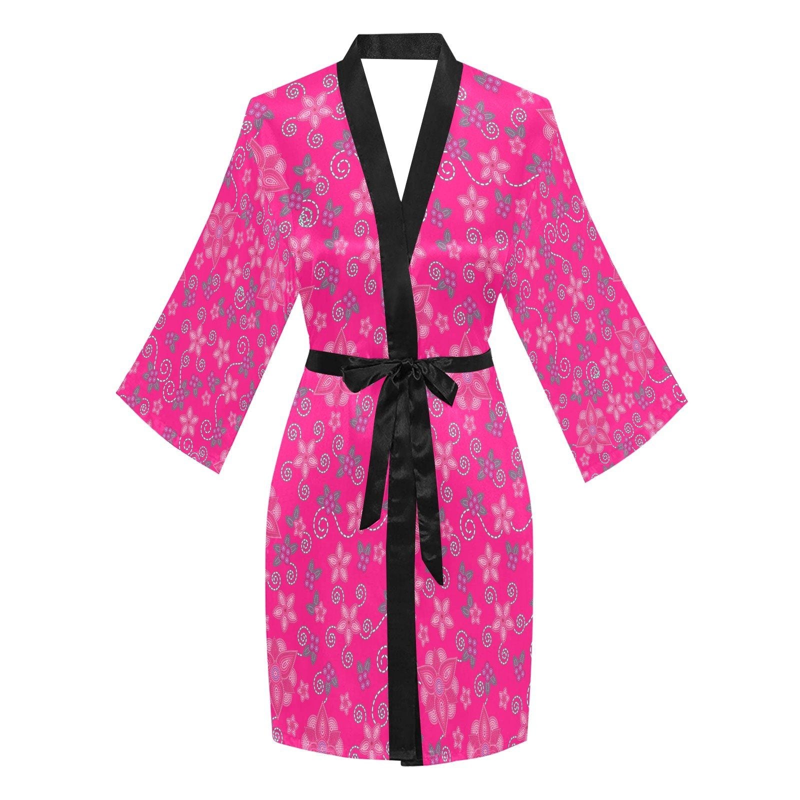 Berry Picking Pink Long Sleeve Kimono Robe Long Sleeve Kimono Robe e-joyer 