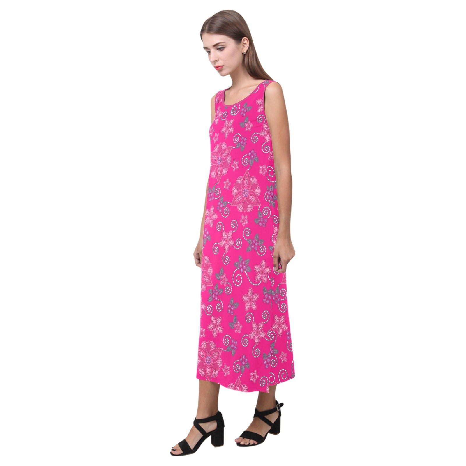 Berry Picking Pink Phaedra Sleeveless Open Fork Long Dress (Model D08) dress e-joyer 