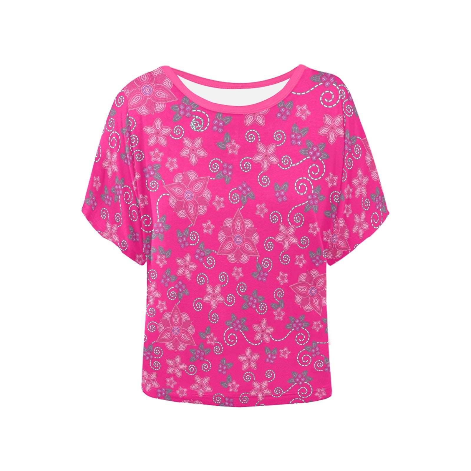 Berry Picking Pink Women's Batwing-Sleeved Blouse T shirt (Model T44) Women's Batwing-Sleeved Blouse T shirt (T44) e-joyer 