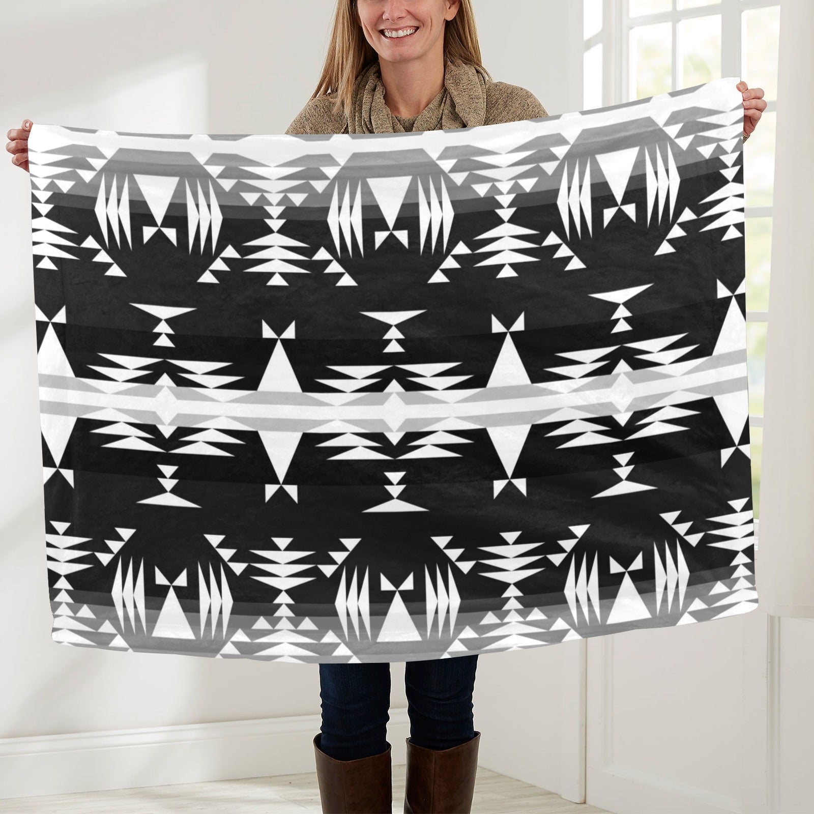 Between the Mountains Black and White Baby Blanket 40"x50" Baby Blanket 40"x50" e-joyer 