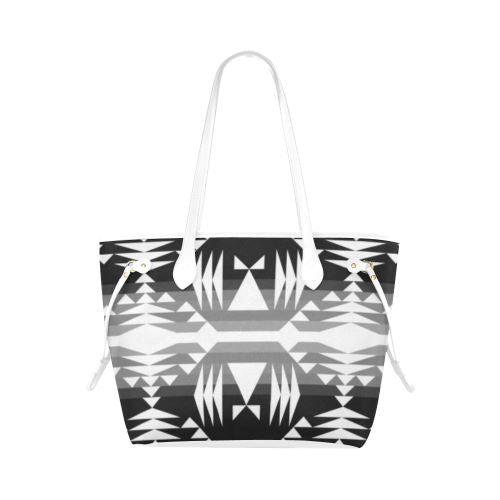 Between the Mountains Black and White Clover Canvas Tote Bag (Model 1661) Clover Canvas Tote Bag (1661) e-joyer 
