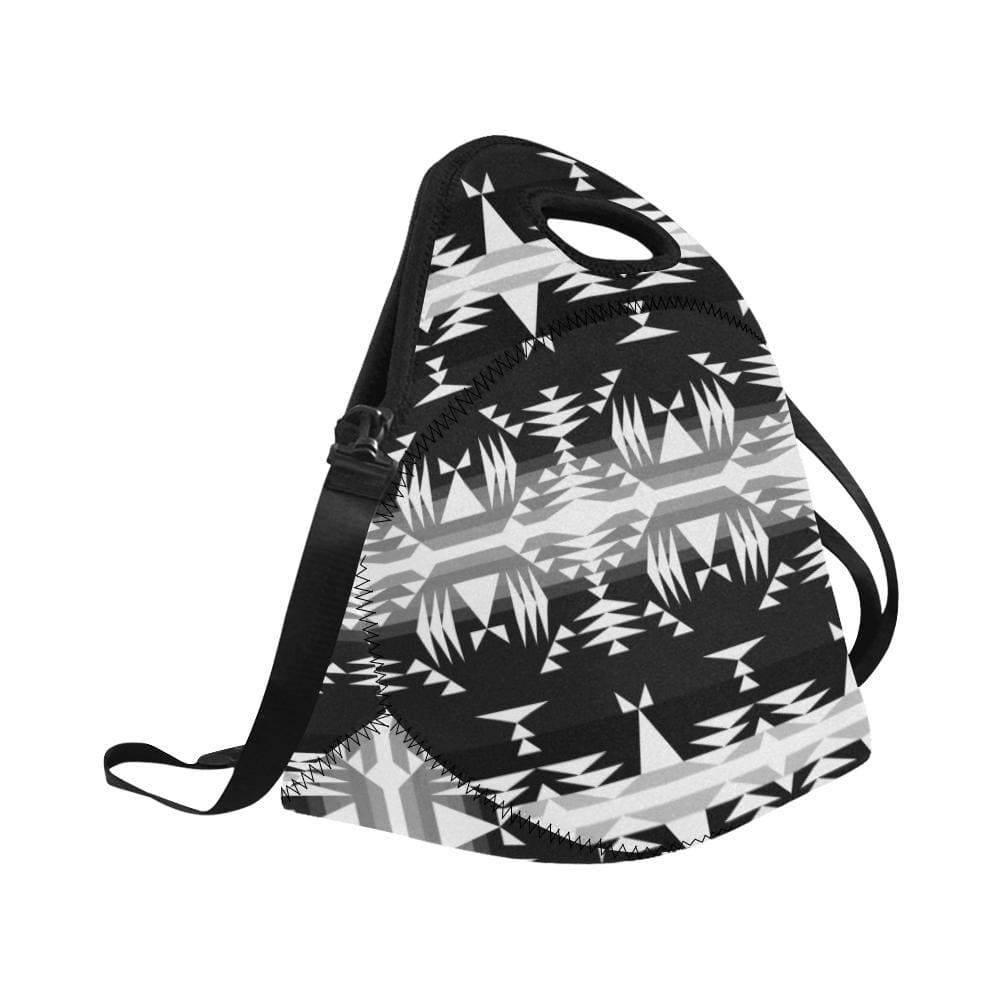 Between the Mountains Black and White Neoprene Lunch Bag/Large (Model 1669) Neoprene Lunch Bag/Large (1669) e-joyer 