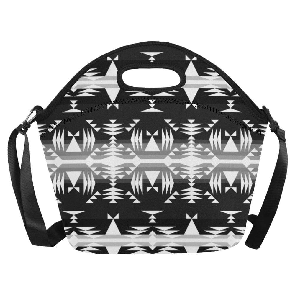 Between the Mountains Black and White Neoprene Lunch Bag/Large (Model 1669) Neoprene Lunch Bag/Large (1669) e-joyer 