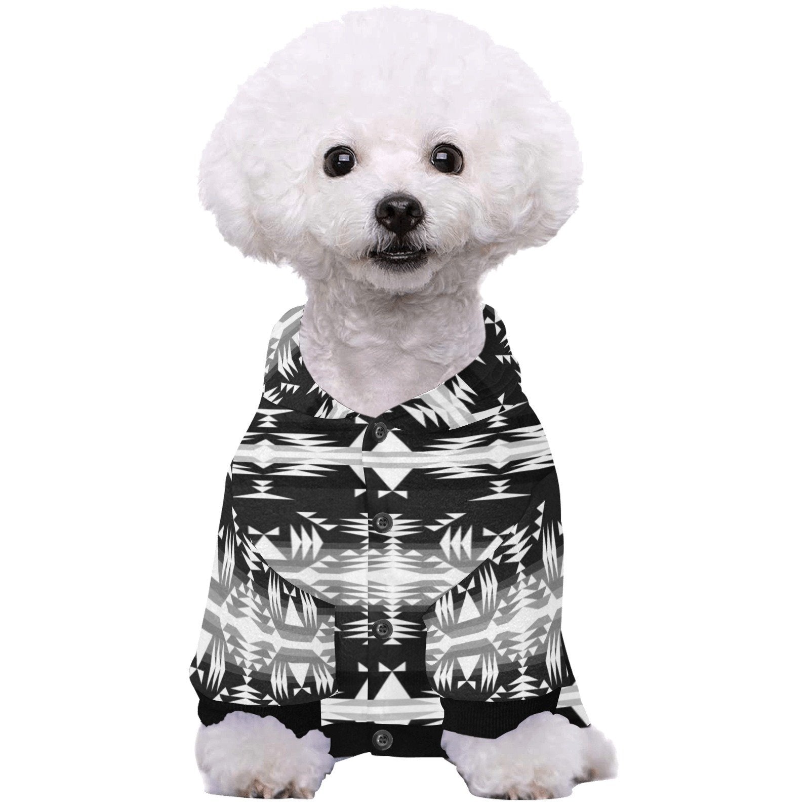 Between the Mountains Black and White Pet Dog Hoodie Pet Dog Hoodie e-joyer 