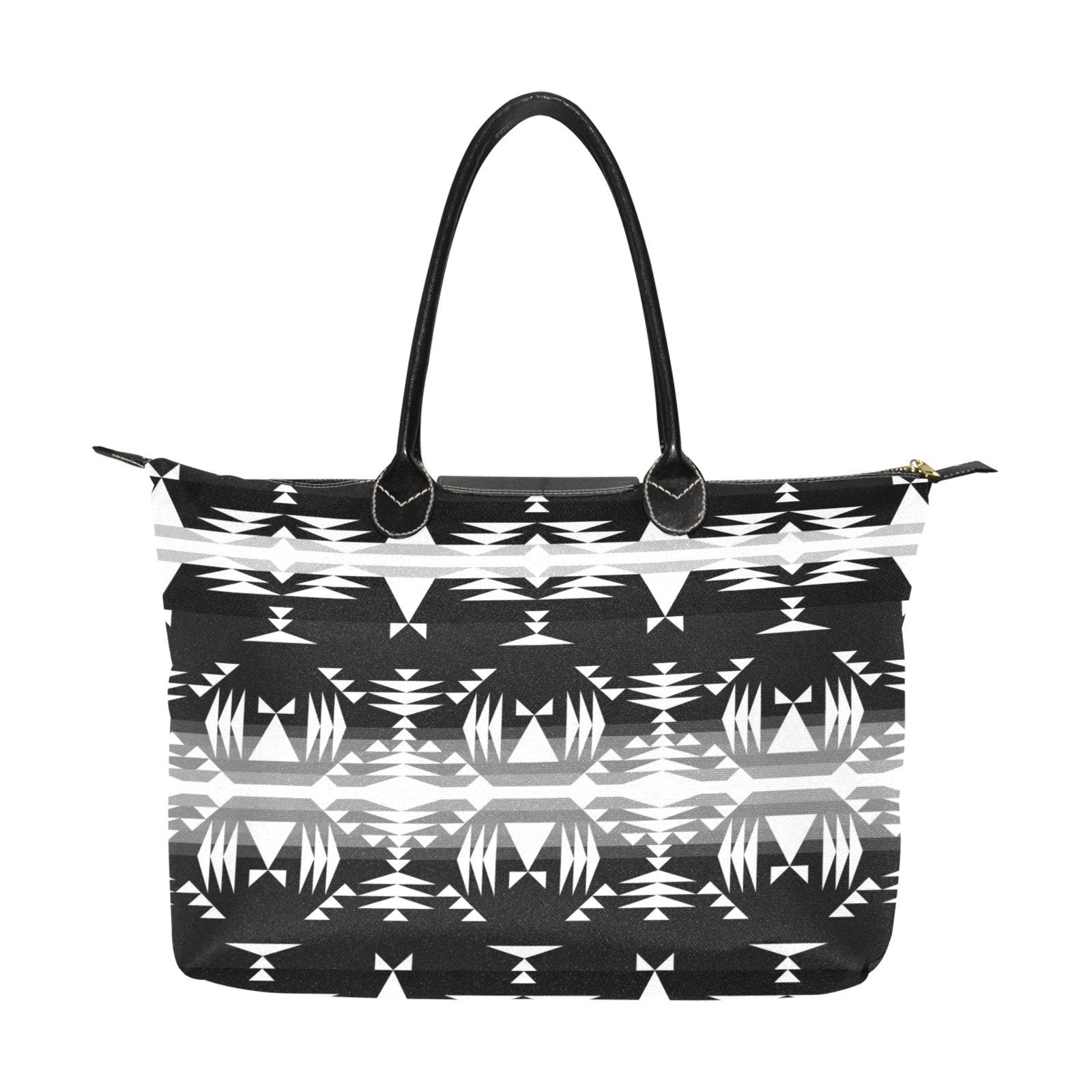 Between the Mountains Black and White Single-Shoulder Lady Handbag (Model 1714) bag e-joyer 