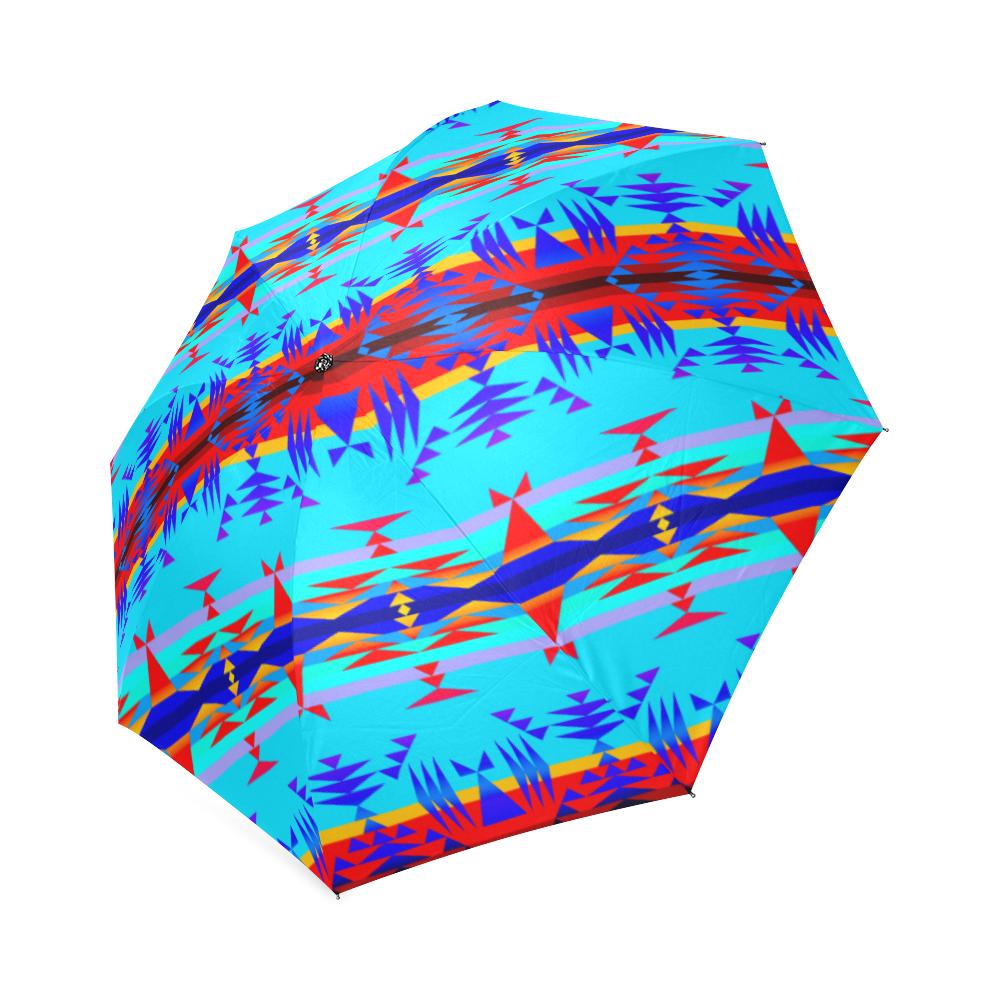 Between the Mountains Blue Foldable Umbrella Foldable Umbrella e-joyer 