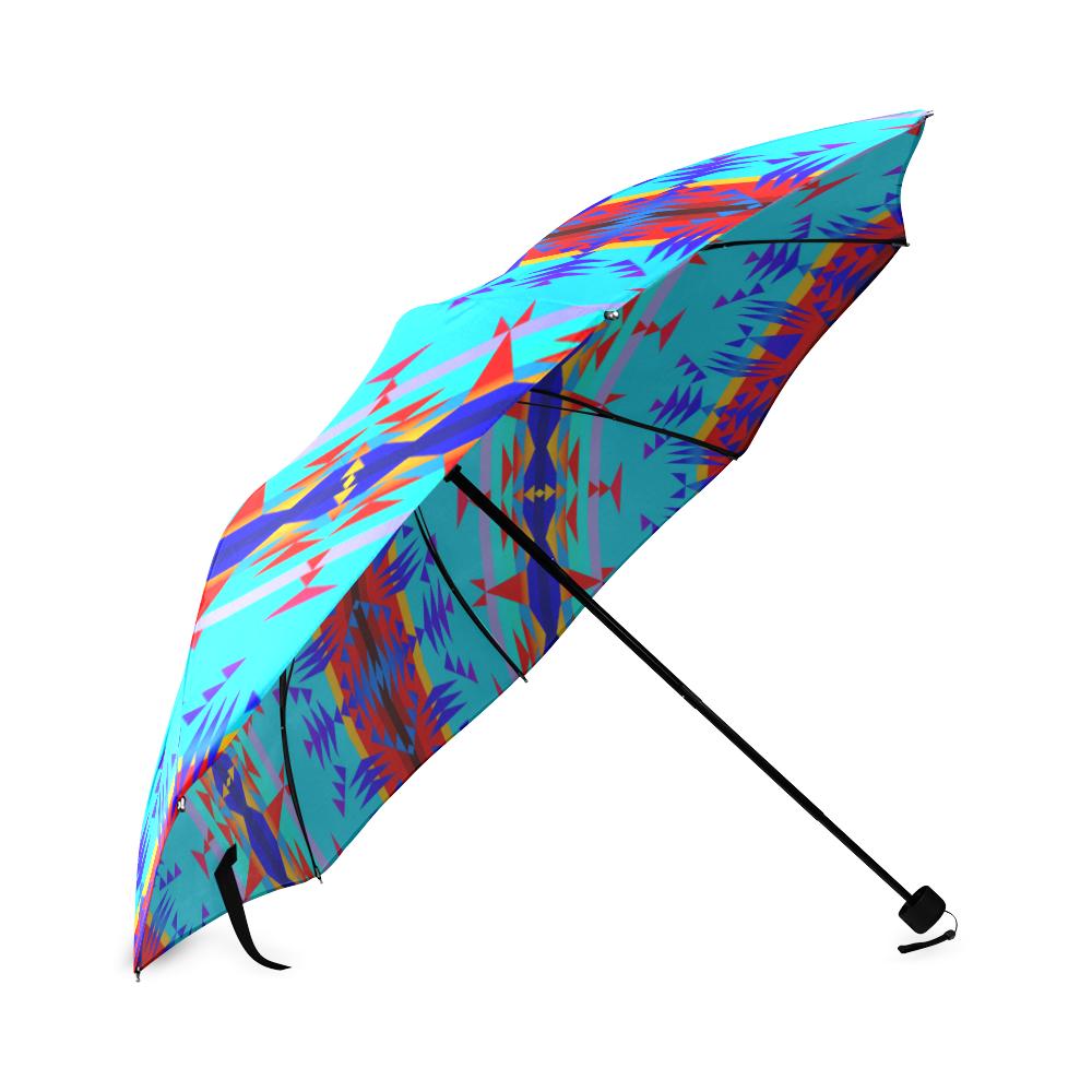 Between the Mountains Blue Foldable Umbrella Foldable Umbrella e-joyer 