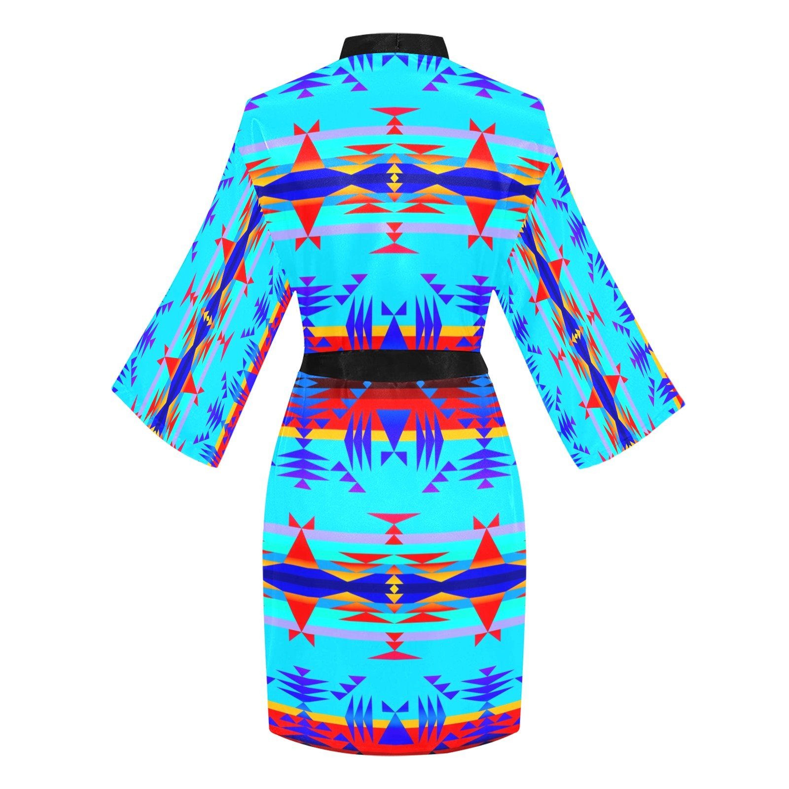 Between the Mountains Blue Long Sleeve Kimono Robe Long Sleeve Kimono Robe e-joyer 