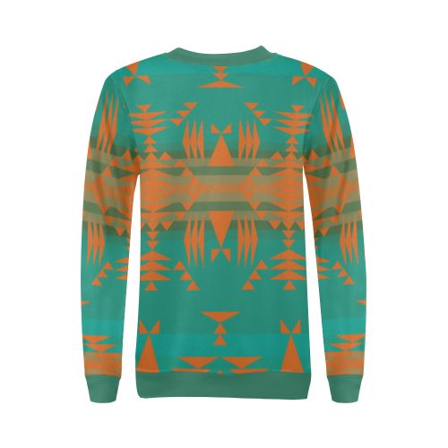 Between the Mountains Deep Lake Orange All Over Print Crewneck Sweatshirt for Women (Model H18) Crewneck Sweatshirt for Women (H18) e-joyer 