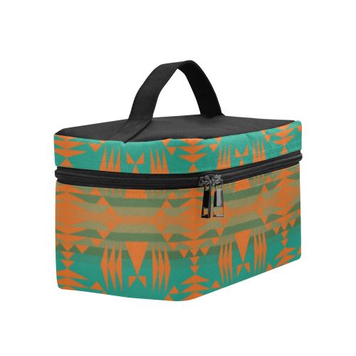 Between the Mountains Deep Lake Orange Cosmetic Bag/Large (Model 1658) Cosmetic Bag e-joyer 