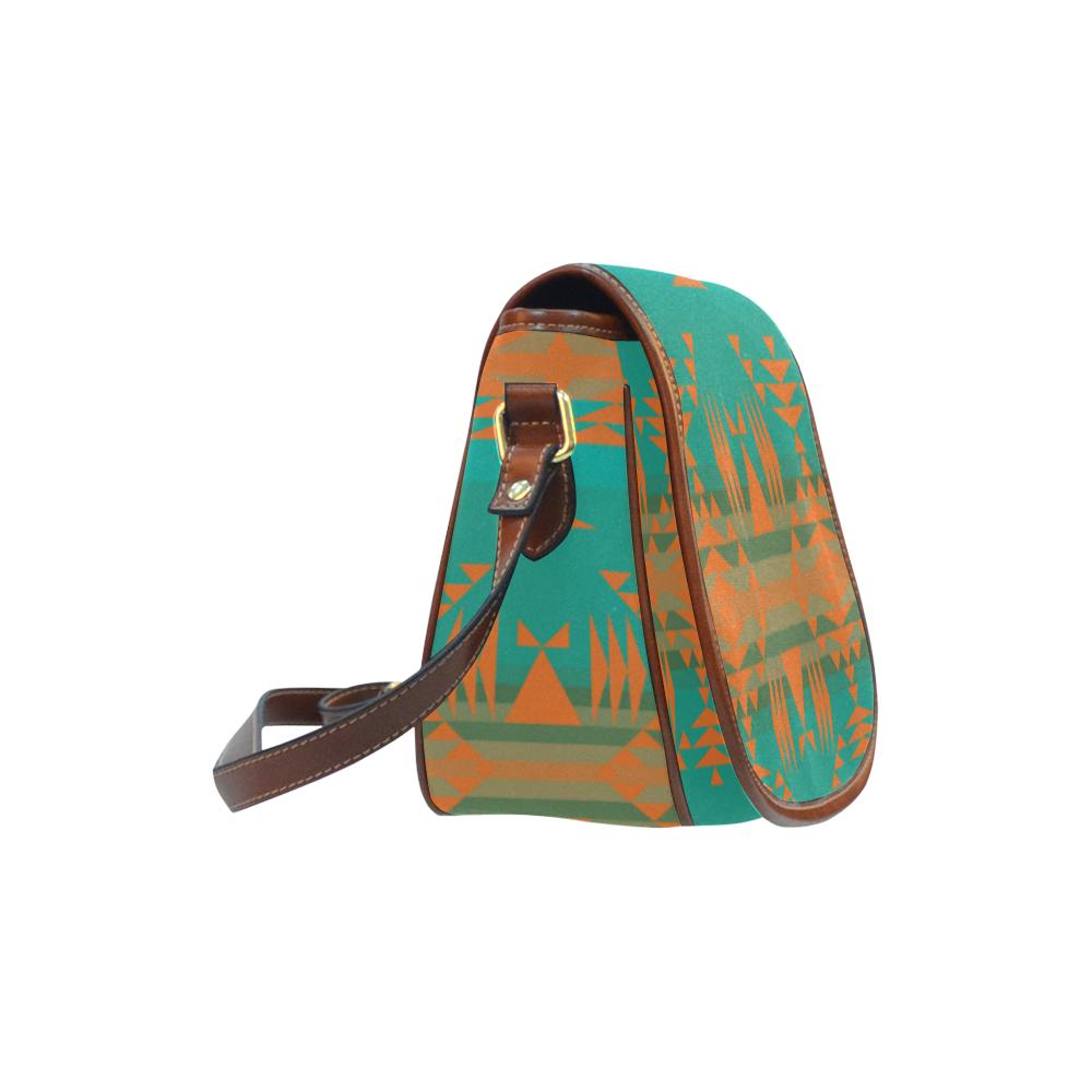 Between the Mountains Deep Lake Orange Saddle Bag/Small (Model 1649) Full Customization Saddle Bag/Small (Full Customization) e-joyer 