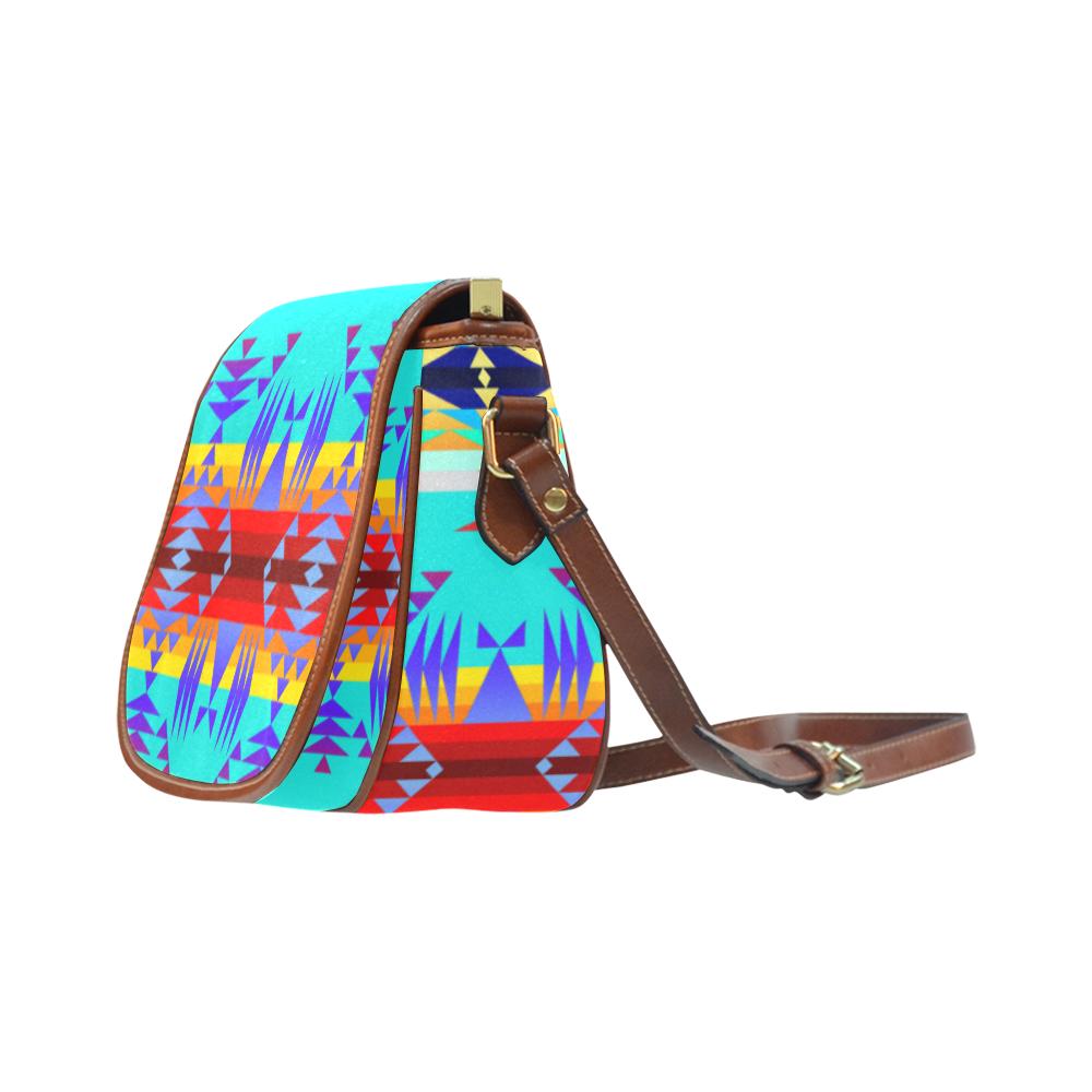 Between the Mountains Fire Saddle Bag/Small (Model 1649) Full Customization Saddle Bag/Small (Full Customization) e-joyer 