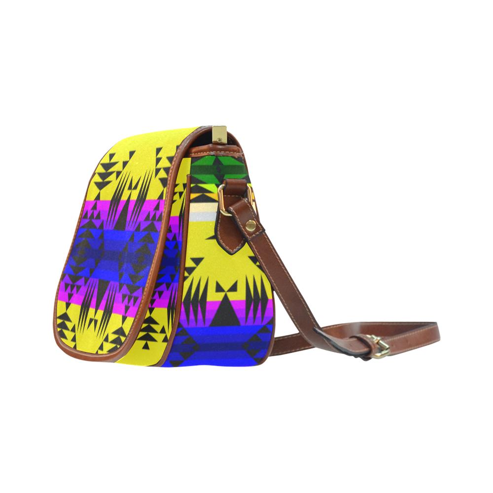 Between the Mountains Greasy Yellow Saddle Bag/Small (Model 1649) Full Customization Saddle Bag/Small (Full Customization) e-joyer 