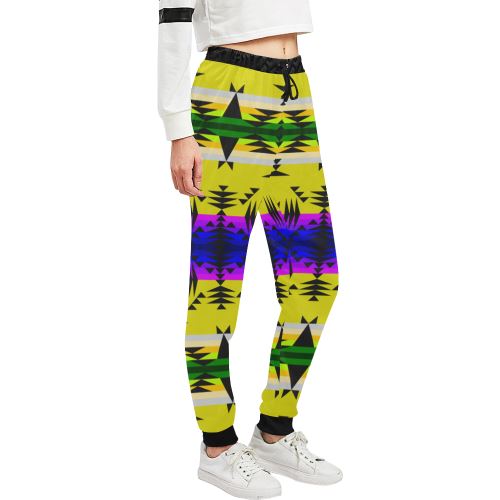 Between the Mountains Greasy Yellow Women's All Over Print Sweatpants (Model L11) Women's All Over Print Sweatpants (L11) e-joyer 