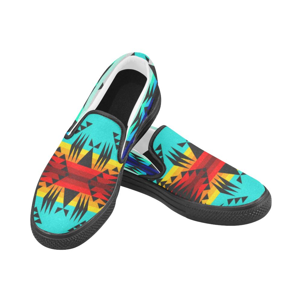 Between the Mountains Men's Unusual Slip-on Canvas Shoes (Model 019) Men's Unusual Slip-on Canvas Shoes (019) e-joyer 