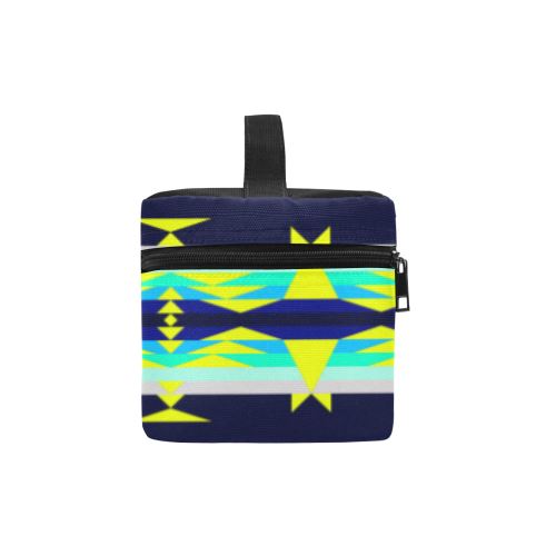 Between the Mountains Navy Yellow Cosmetic Bag/Large (Model 1658) Cosmetic Bag e-joyer 
