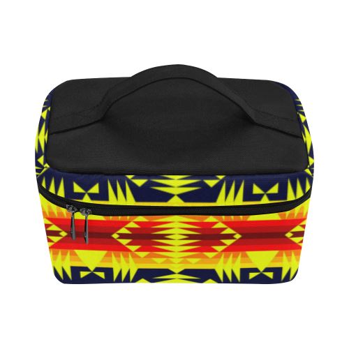 Between the Mountains Navy Yellow Cosmetic Bag/Large (Model 1658) Cosmetic Bag e-joyer 