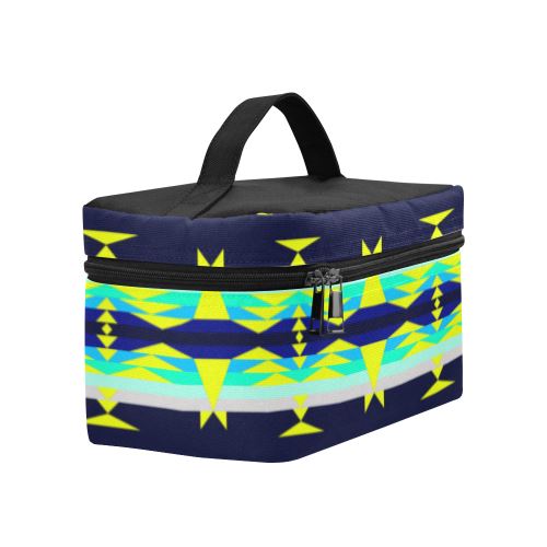 Between the Mountains Navy Yellow Cosmetic Bag/Large (Model 1658) Cosmetic Bag e-joyer 