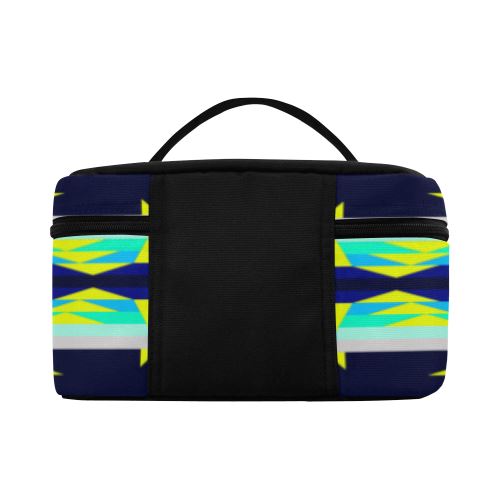 Between the Mountains Navy Yellow Cosmetic Bag/Large (Model 1658) Cosmetic Bag e-joyer 