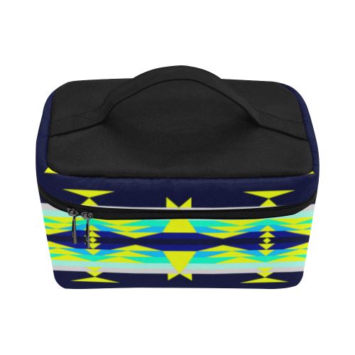 Between the Mountains Navy Yellow Cosmetic Bag/Large (Model 1658) Cosmetic Bag e-joyer 