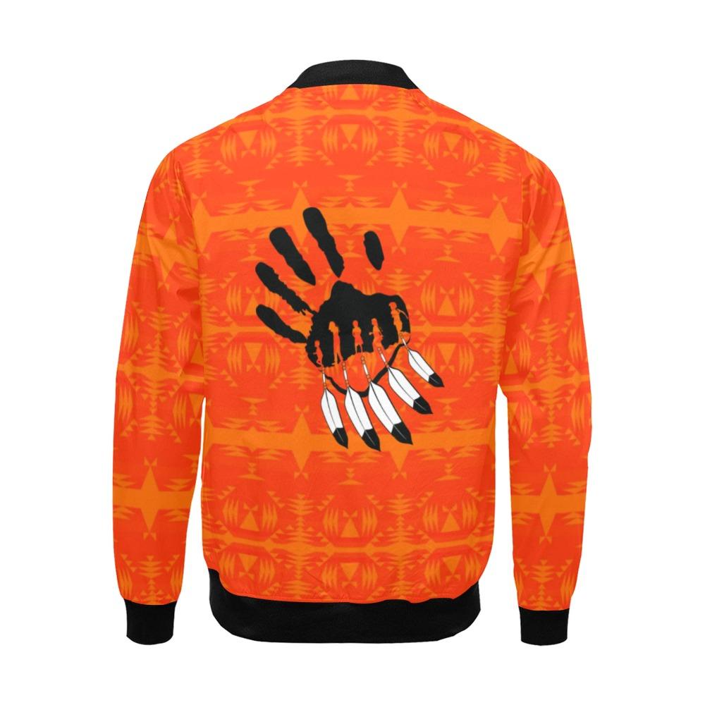 Between the Mountains Orange A feather for each All Over Print Bomber Jacket for Men (Model H19) All Over Print Bomber Jacket for Men (H19) e-joyer 