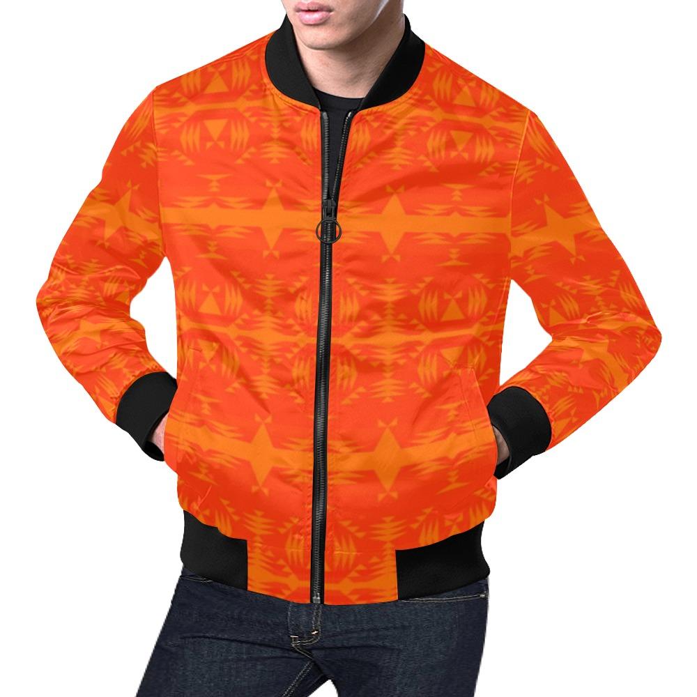 Between the Mountains Orange All Over Print Bomber Jacket for Men (Model H19) All Over Print Bomber Jacket for Men (H19) e-joyer 