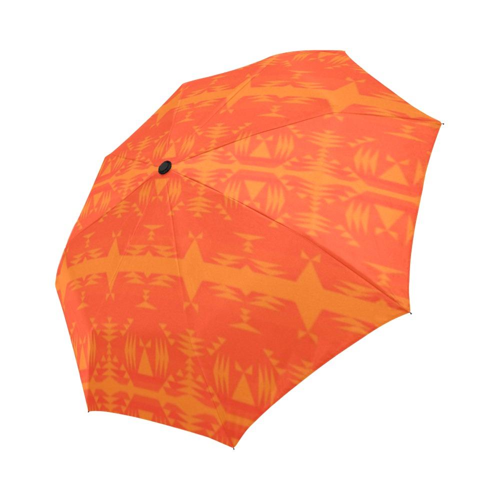 Between the Mountains Orange Auto-Foldable Umbrella (Model U04) Auto-Foldable Umbrella e-joyer 