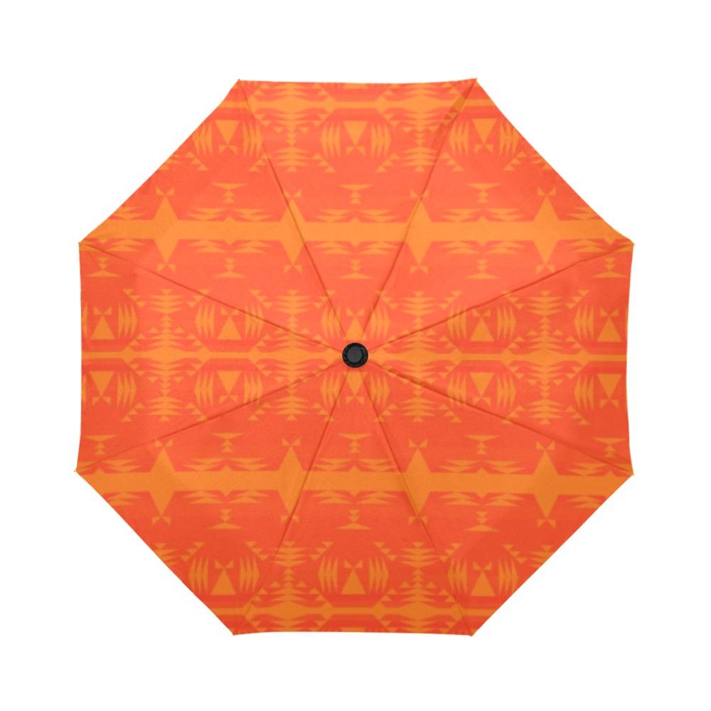 Between the Mountains Orange Auto-Foldable Umbrella (Model U04) Auto-Foldable Umbrella e-joyer 