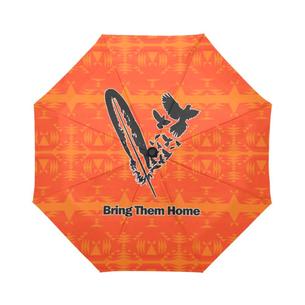 Between the Mountains Orange Bring Them Home Auto-Foldable Umbrella (Model U04) Auto-Foldable Umbrella e-joyer 