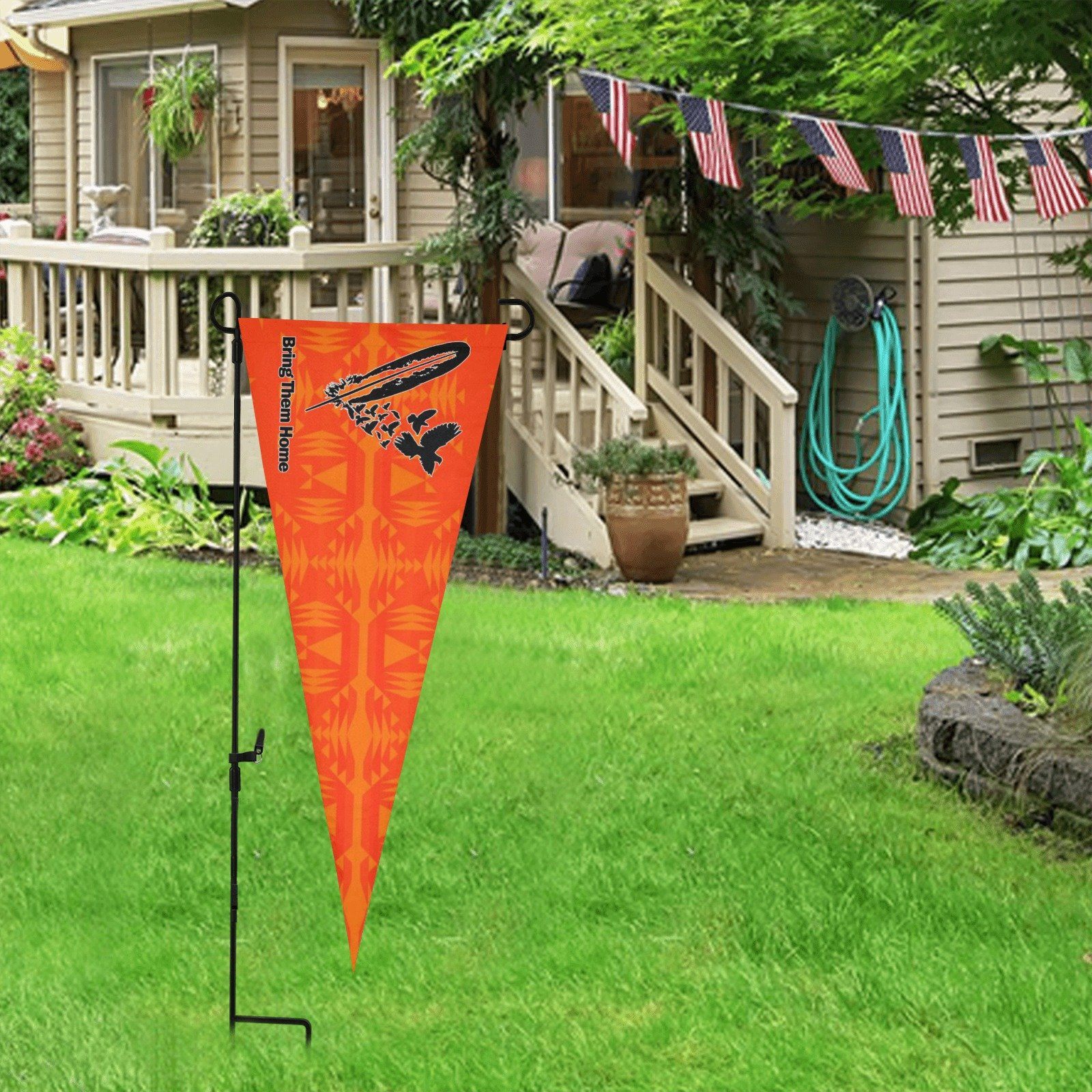 Between the Mountains Orange Bring Them Home Trigonal Garden Flag 30"x12" Trigonal Garden Flag 30"x12" e-joyer 