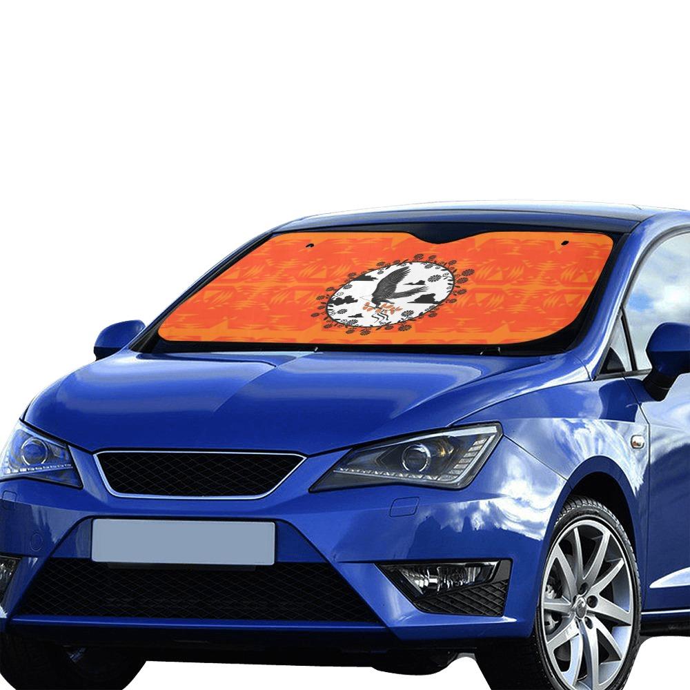 Between the Mountains Orange Carrying Their Prayers Car Sun Shade 55"x30" Car Sun Shade e-joyer 