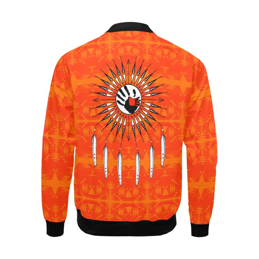 Between the Mountains Orange Feather Directions All Over Print Bomber Jacket for Men (Model H19) All Over Print Bomber Jacket for Men (H19) e-joyer 