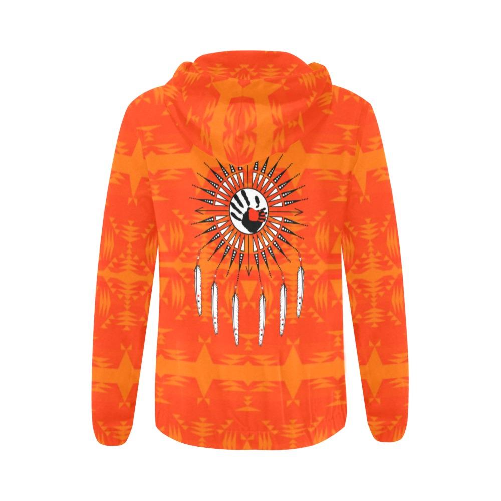 Between the Mountains Orange Feather Directions All Over Print Full Zip Hoodie for Women (Model H14) All Over Print Full Zip Hoodie for Women (H14) e-joyer 