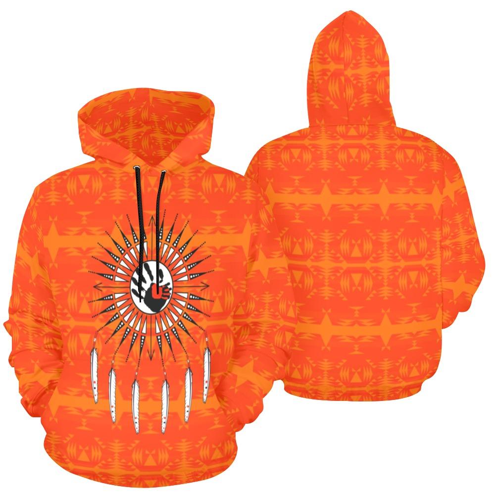 Between the Mountains Orange Feather Directions All Over Print Hoodie for Men (USA Size) (Model H13) All Over Print Hoodie for Men (H13) e-joyer 
