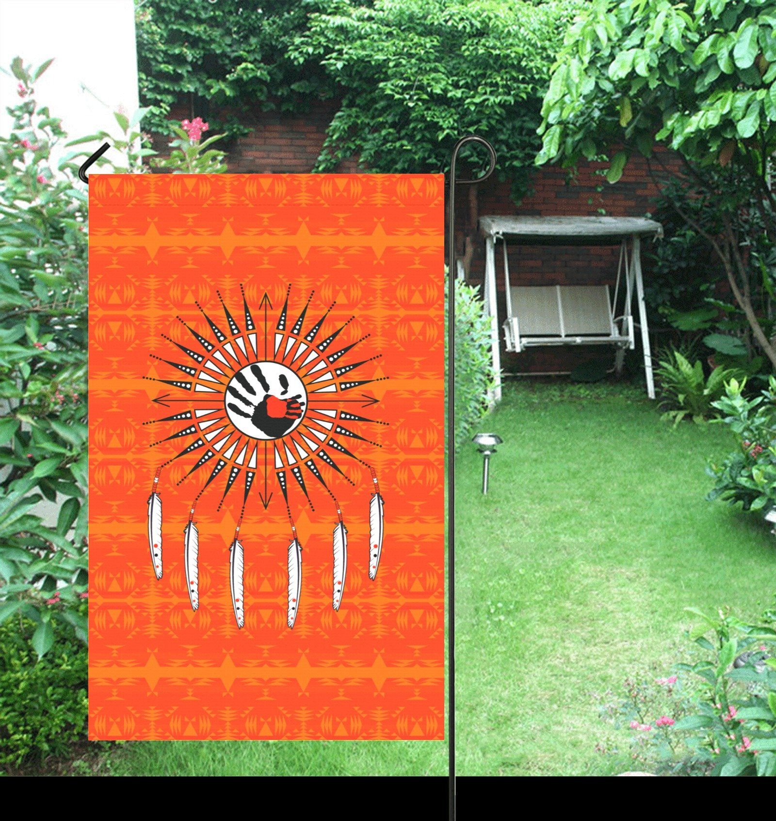 Between the Mountains Orange - Feather Directions Garden Flag 36''x60'' (Two Sides Printing) Garden Flag 36‘’x60‘’ (Two Sides) e-joyer 