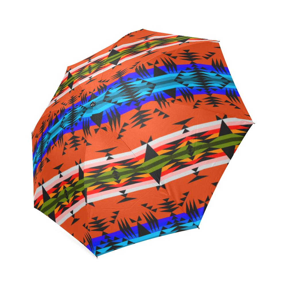 Between the Mountains Orange Foldable Umbrella Foldable Umbrella e-joyer 