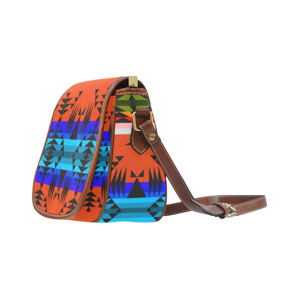 Between the Mountains Orange Saddle Bag/Small (Model 1649) Full Customization Saddle Bag/Small (Full Customization) e-joyer 