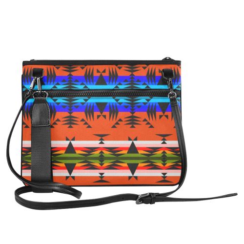 Between the Mountains Orange Slim Clutch Bag (Model 1668) Slim Clutch Bags (1668) e-joyer 