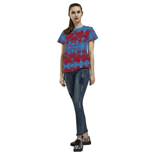 Between the Mountains Sierra Deep Lake All Over Print T-shirt for Women/Large Size (USA Size) (Model T40) All Over Print T-Shirt for Women/Large (T40) e-joyer 