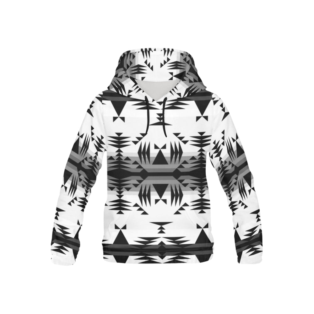 Between the Mountains White and Black All Over Print Hoodie for Kid (USA Size) (Model H13) All Over Print Hoodie for Kid (H13) e-joyer 