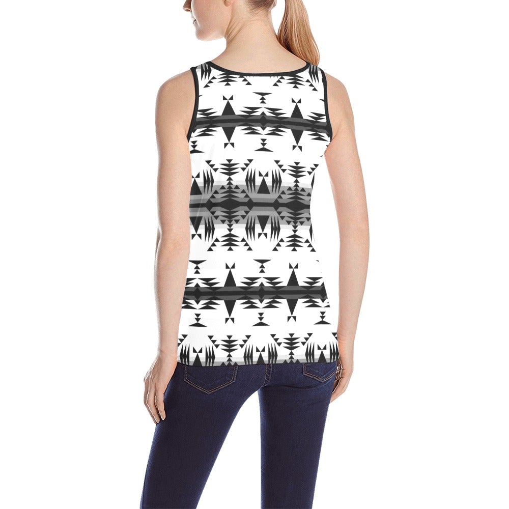 Between the Mountains White and Black All Over Print Tank Top for Women (Model T43) All Over Print Tank Top for Women (T43) e-joyer 