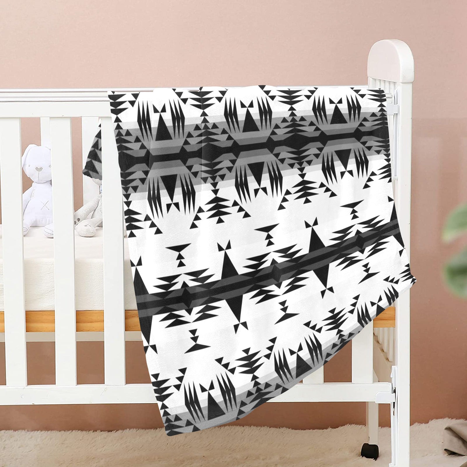 Between the Mountains White and Black Baby Blanket 40"x50" Baby Blanket 40"x50" e-joyer 