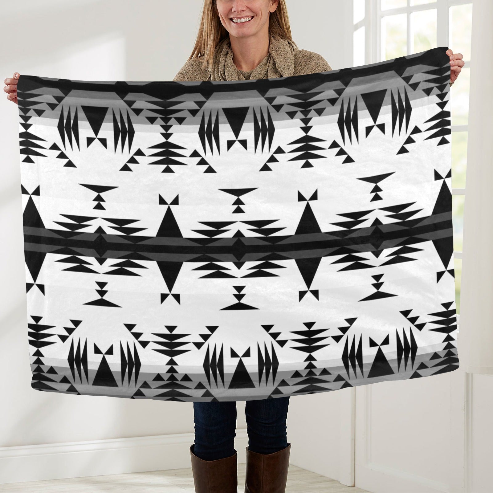 Between the Mountains White and Black Baby Blanket 40"x50" Baby Blanket 40"x50" e-joyer 
