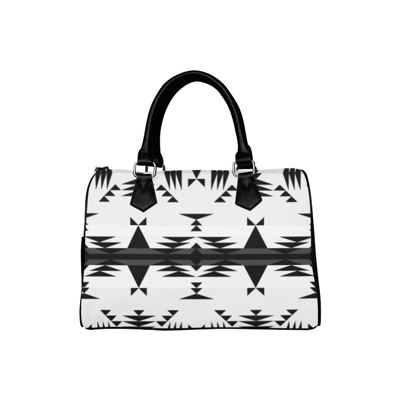 Between the Mountains White and Black Boston Handbag (Model 1621) Boston Handbags (1621) e-joyer 