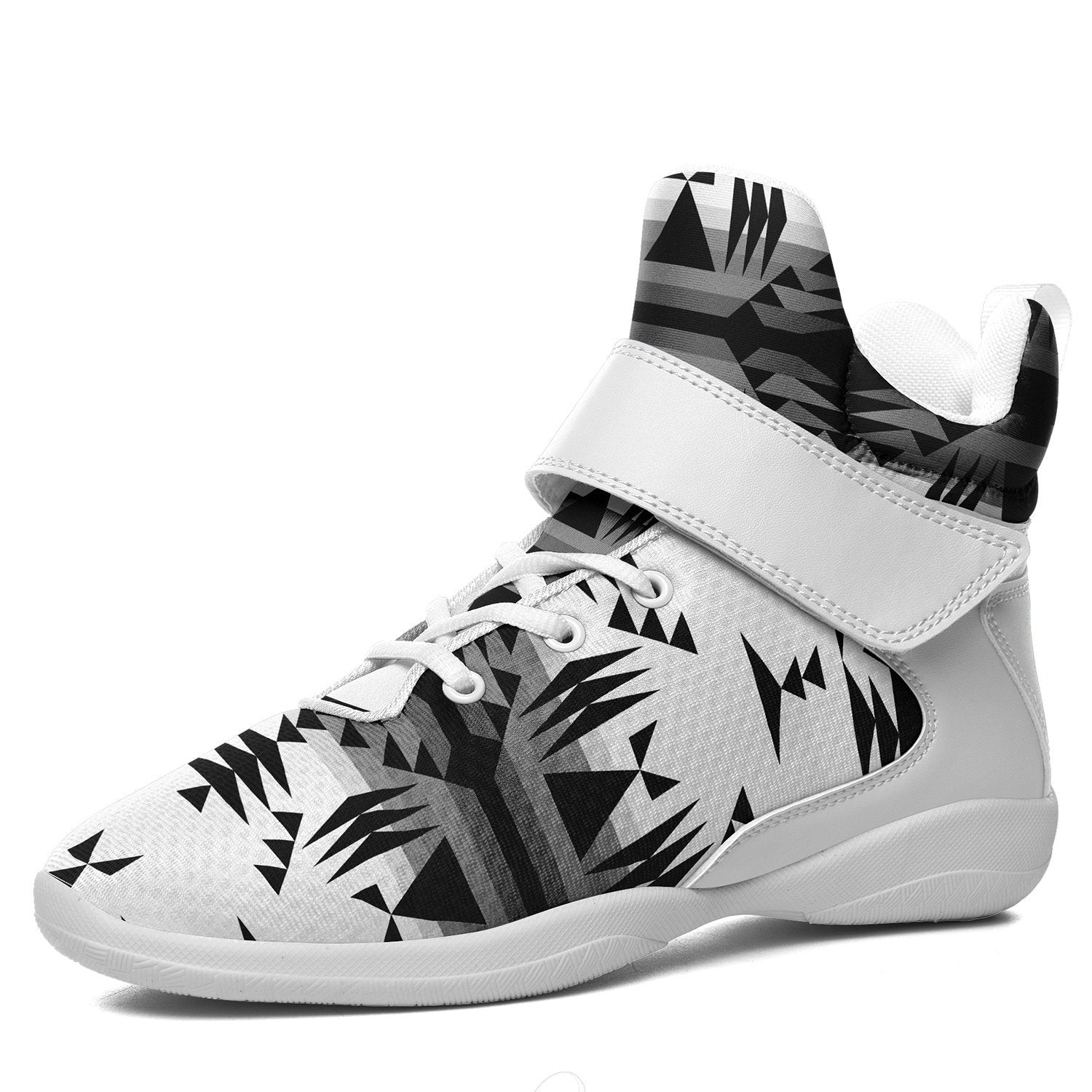 Between the Mountains White and Black Ipottaa Basketball / Sport High Top Shoes - White Sole 49 Dzine US Men 7 / EUR 40 White Sole with White Strap 