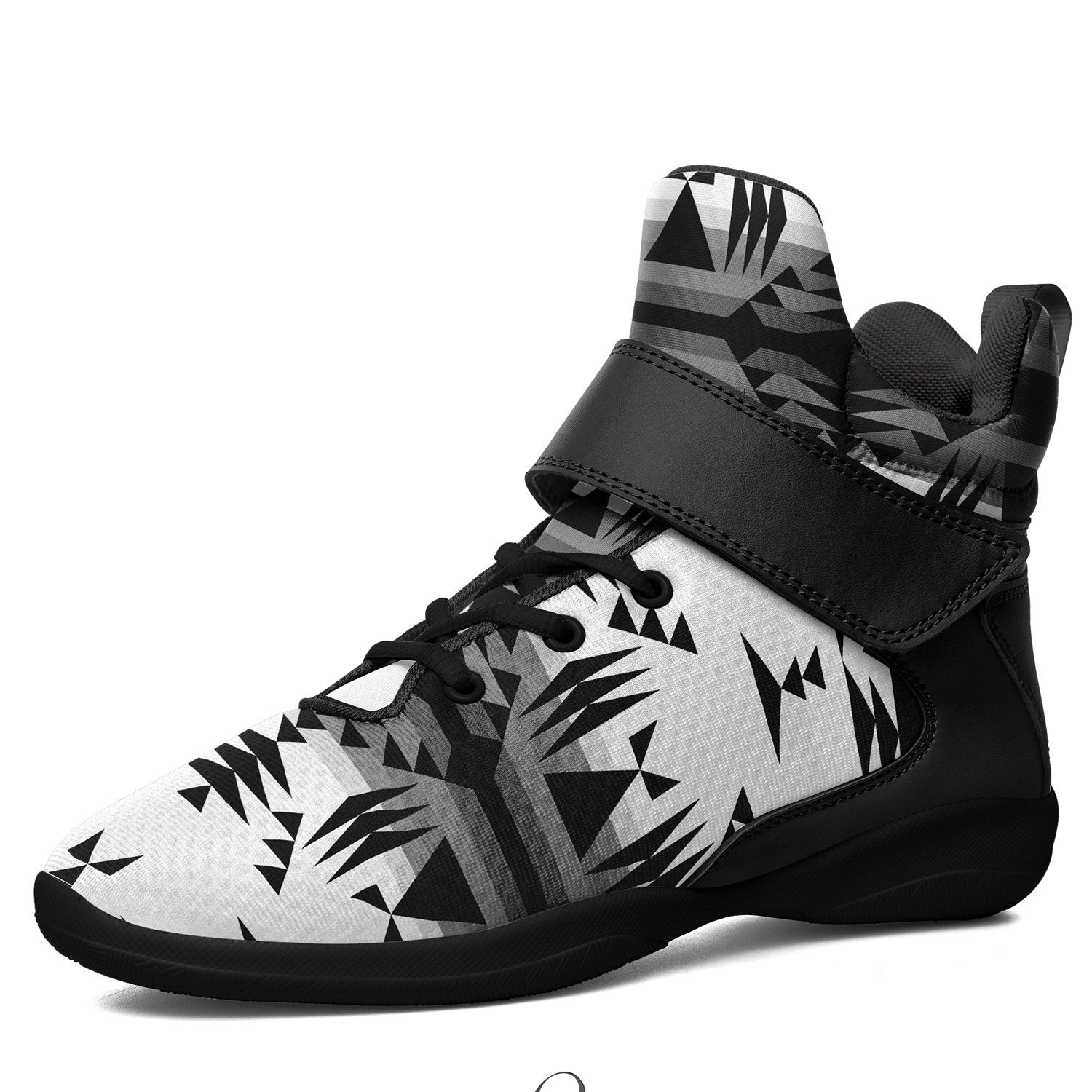 Between the Mountains White and Black Kid's Ipottaa Basketball / Sport High Top Shoes 49 Dzine US Child 12.5 / EUR 30 Black Sole with Black Strap 